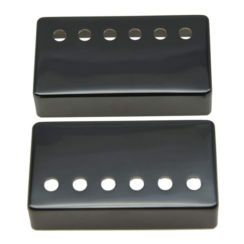 KAISH Set of 2 Humbucker Guitar Pickup Cover Brass Humbucker Pickup Covers 49.2mm/52mm Pole Spacing Pickup Cover Black Nickel - Image 2
